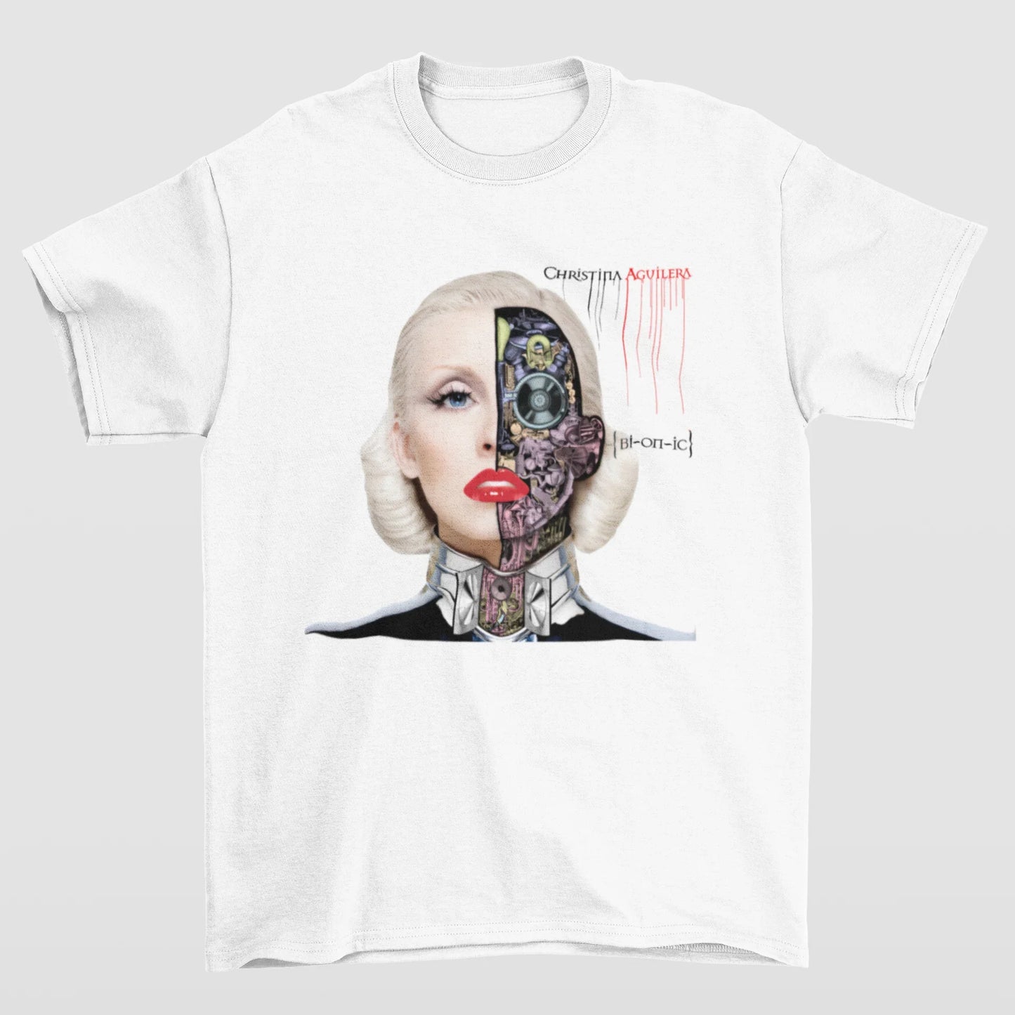 Camiseta Básica Christina Aguilera Robotic- branco
