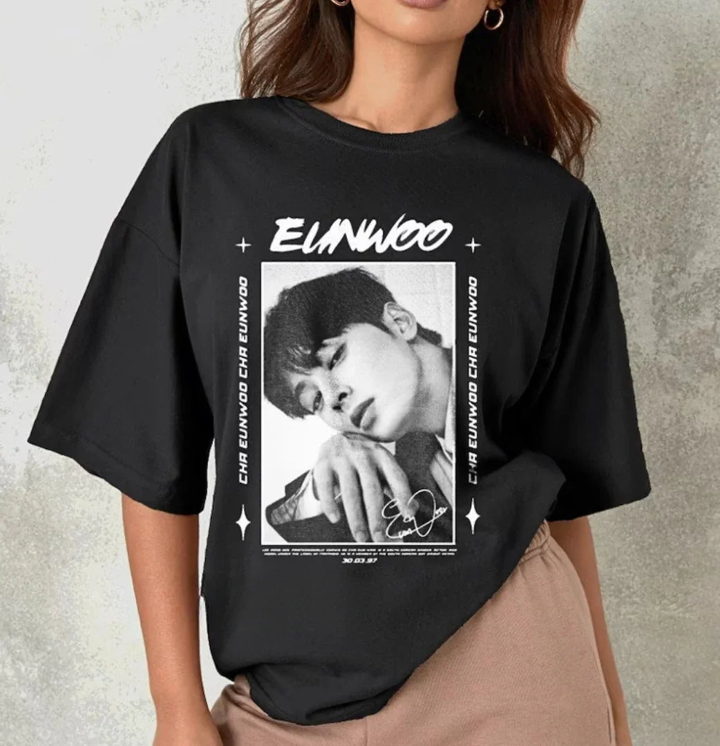 CHA EUN-WOO CK サイン入りＴシャツ Camiseta Básica Astro Cha Eun-woo P&B – Saoko