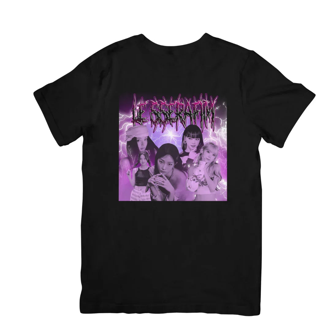 Camiseta Básica Le Sserafim Retro preto