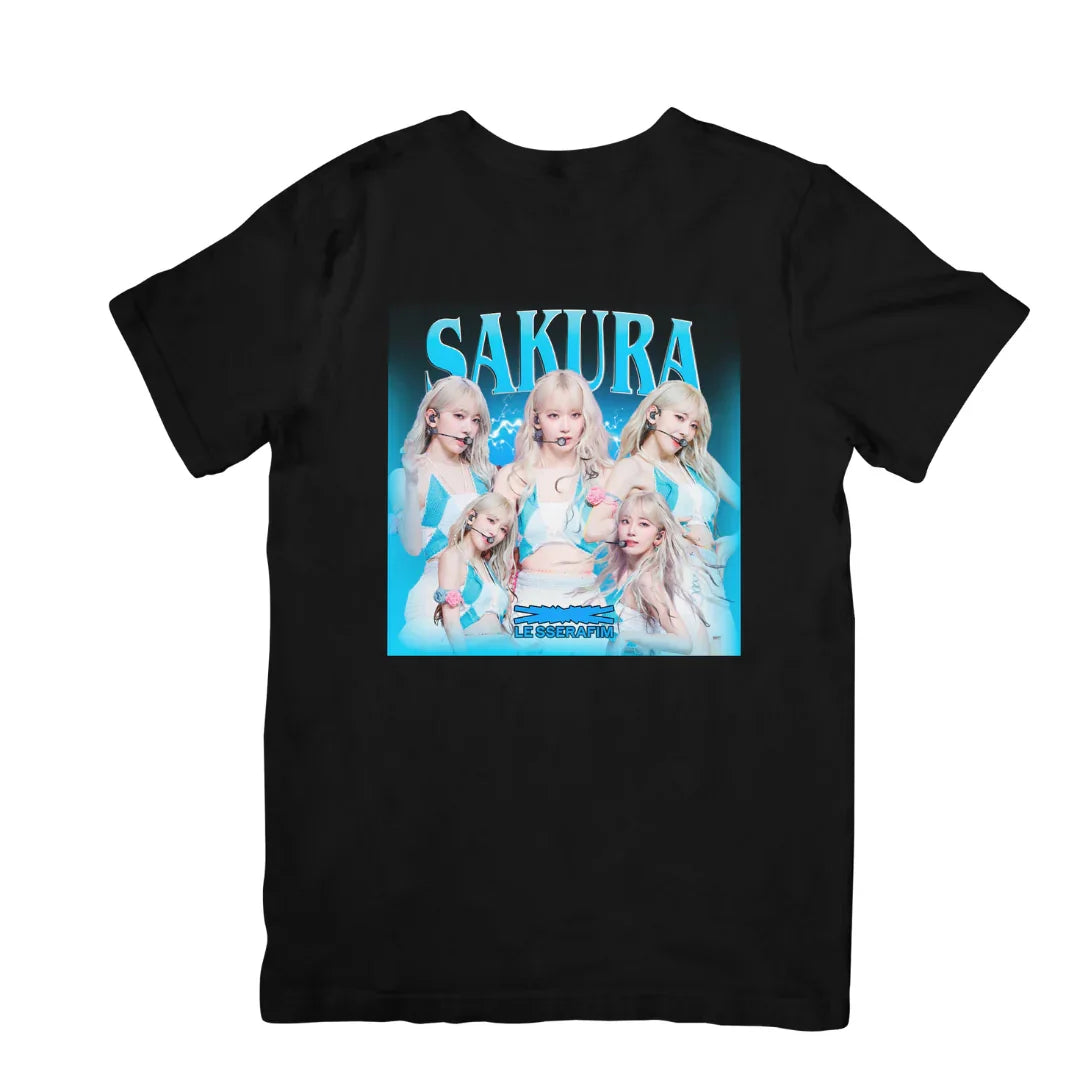 Camiseta Básica Le Sserafim Sakura - preto