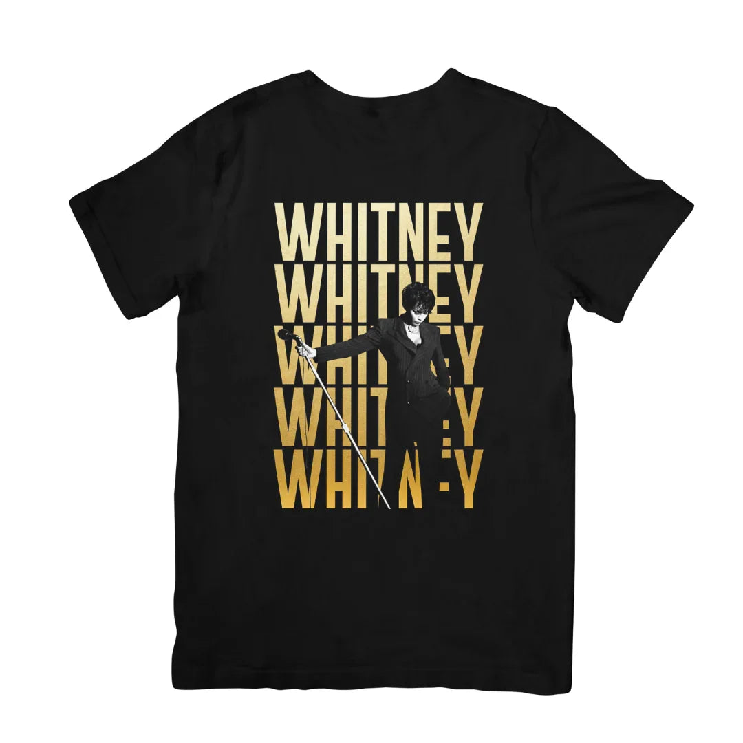 Camiseta Básica Whitney Houston Singer-PRETO