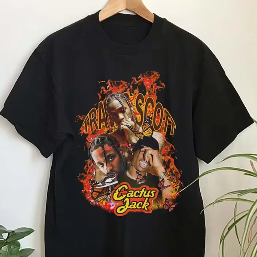 Camiseta Básica Travis Scott Cactus Jack Graphic Preto