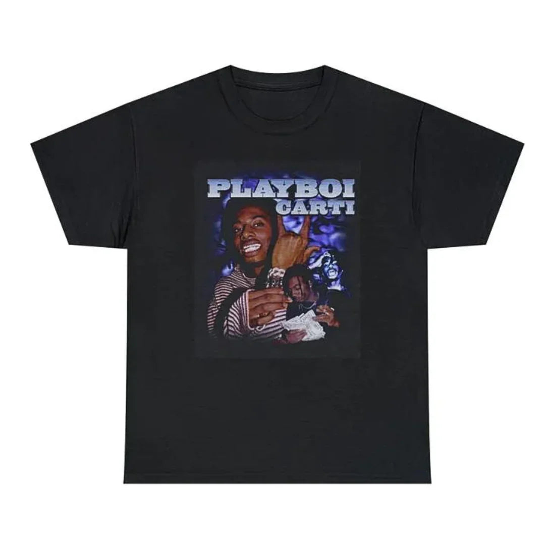 Camiseta Básica Playboi Carti Vintage Preto