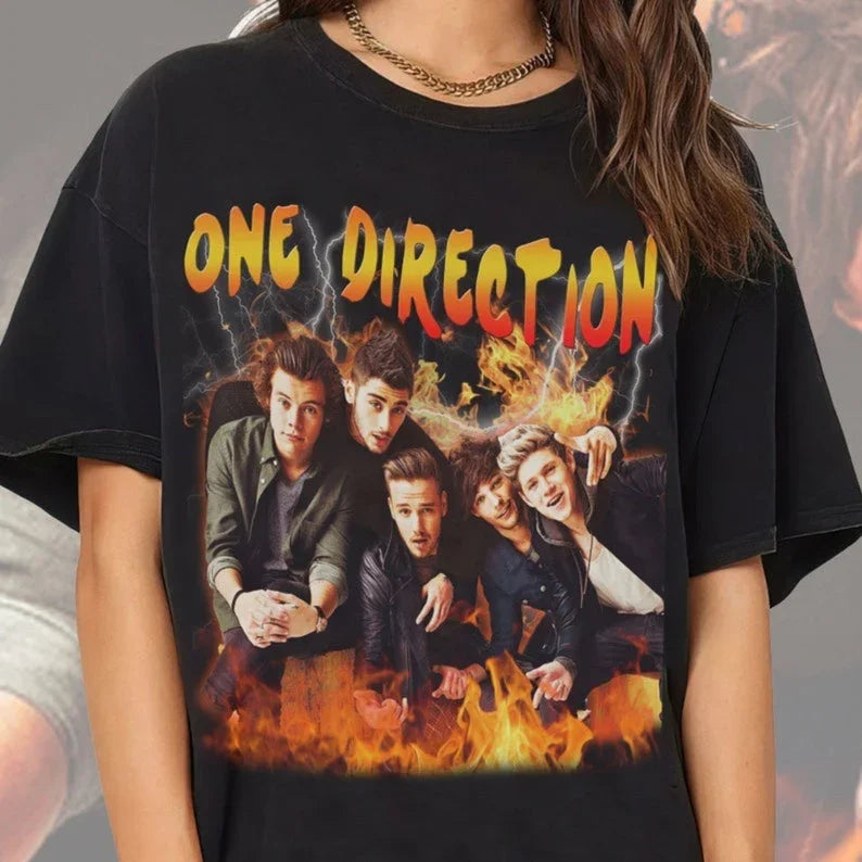Camiseta Básica One Direction Vintage Graphic-PRETO