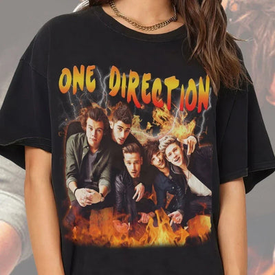 Camiseta Básica One Direction Vintage Graphic-PRETO