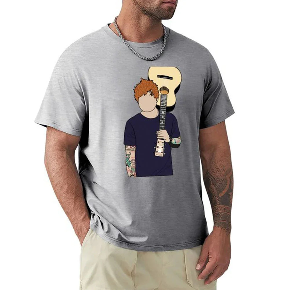 Camiseta Básica Ed Sheeran No Face Violão Cinza