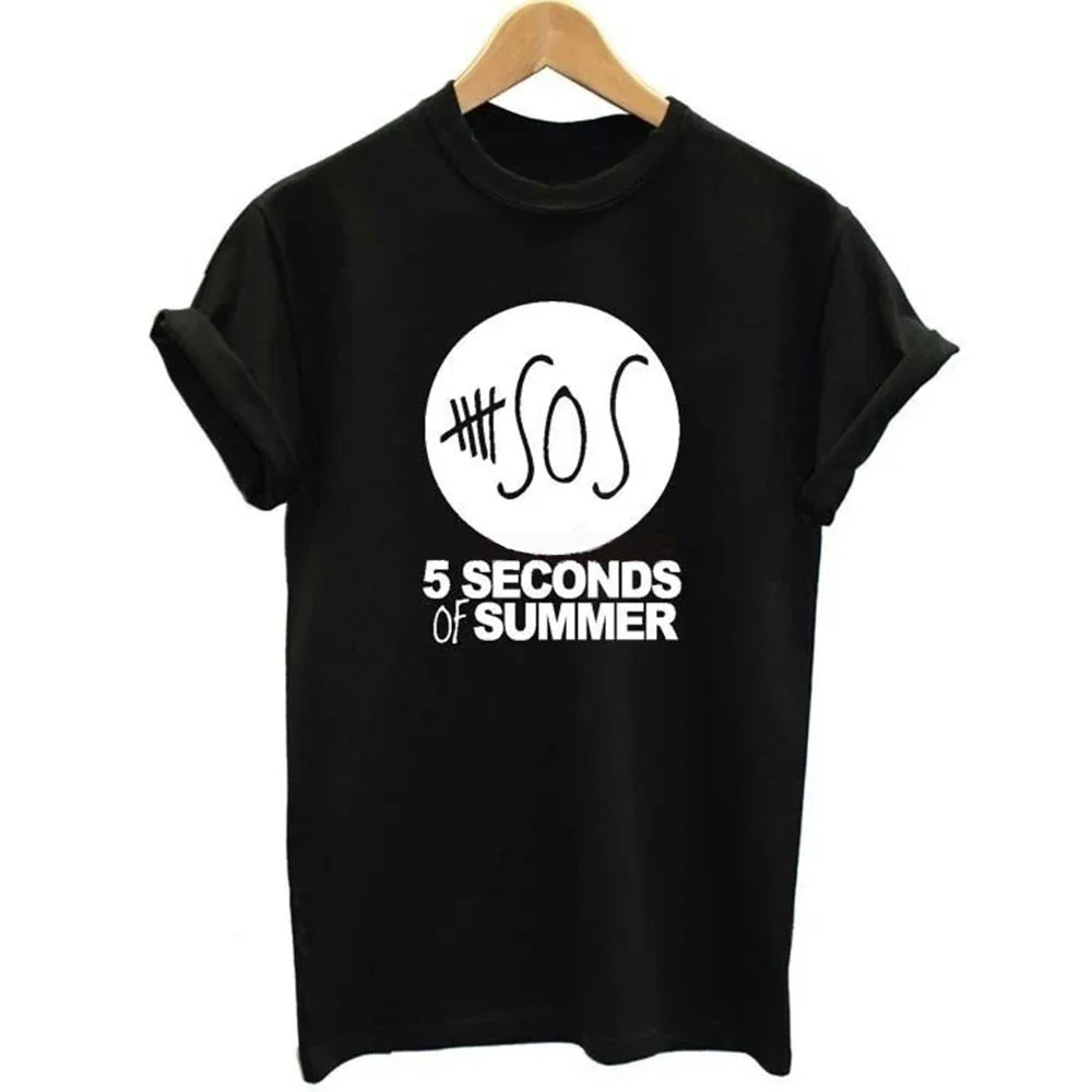 Camiseta Básica 5 Seconds of Summer - PRETO ( FRENTE )