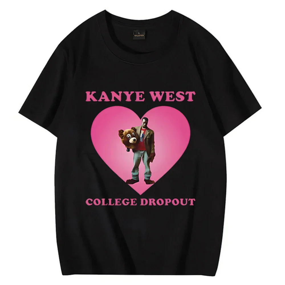 Camiseta Básica Kanye West College Dropout Heart Preto