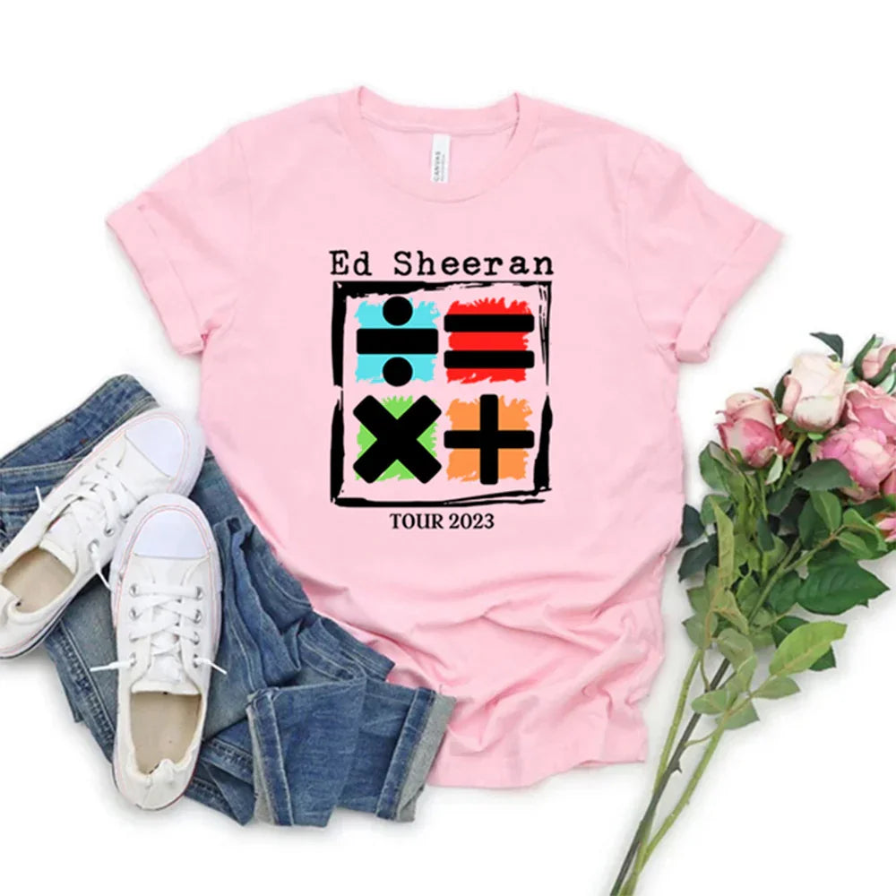 Camiseta Básica Ed Sheeran Tour 2023 Rosa Bebê
