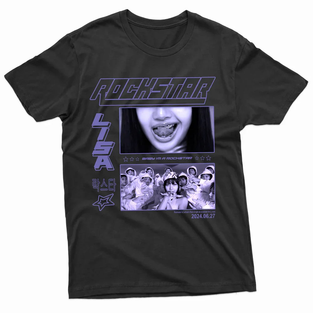 Camiseta Básica Lisa Baby I'm A Rockstar - preto