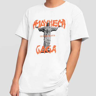 Camiseta Básica Lady Gaga Paws Up Redentor- branco