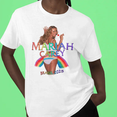 Camiseta Básica Unissex Mariah Carey Rainbow Brasil
