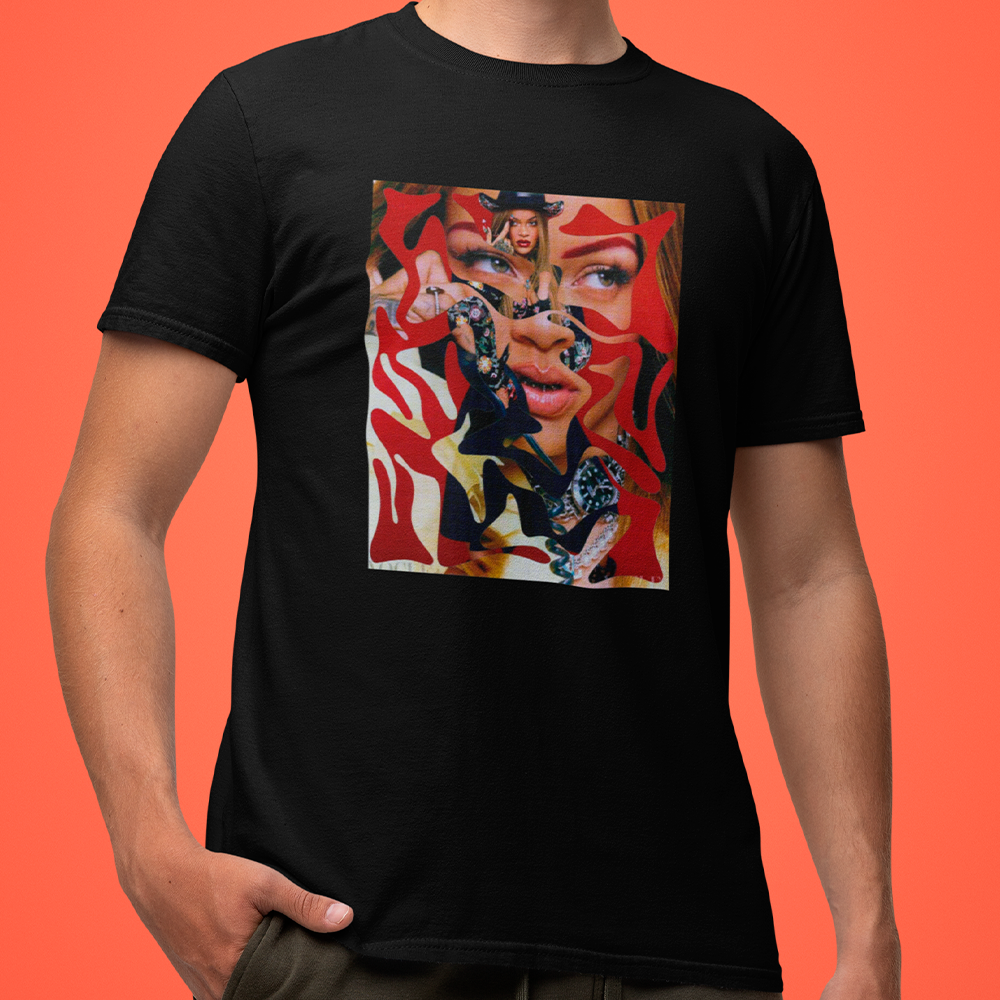 Camiseta Básica Rihanna Vogue Collage