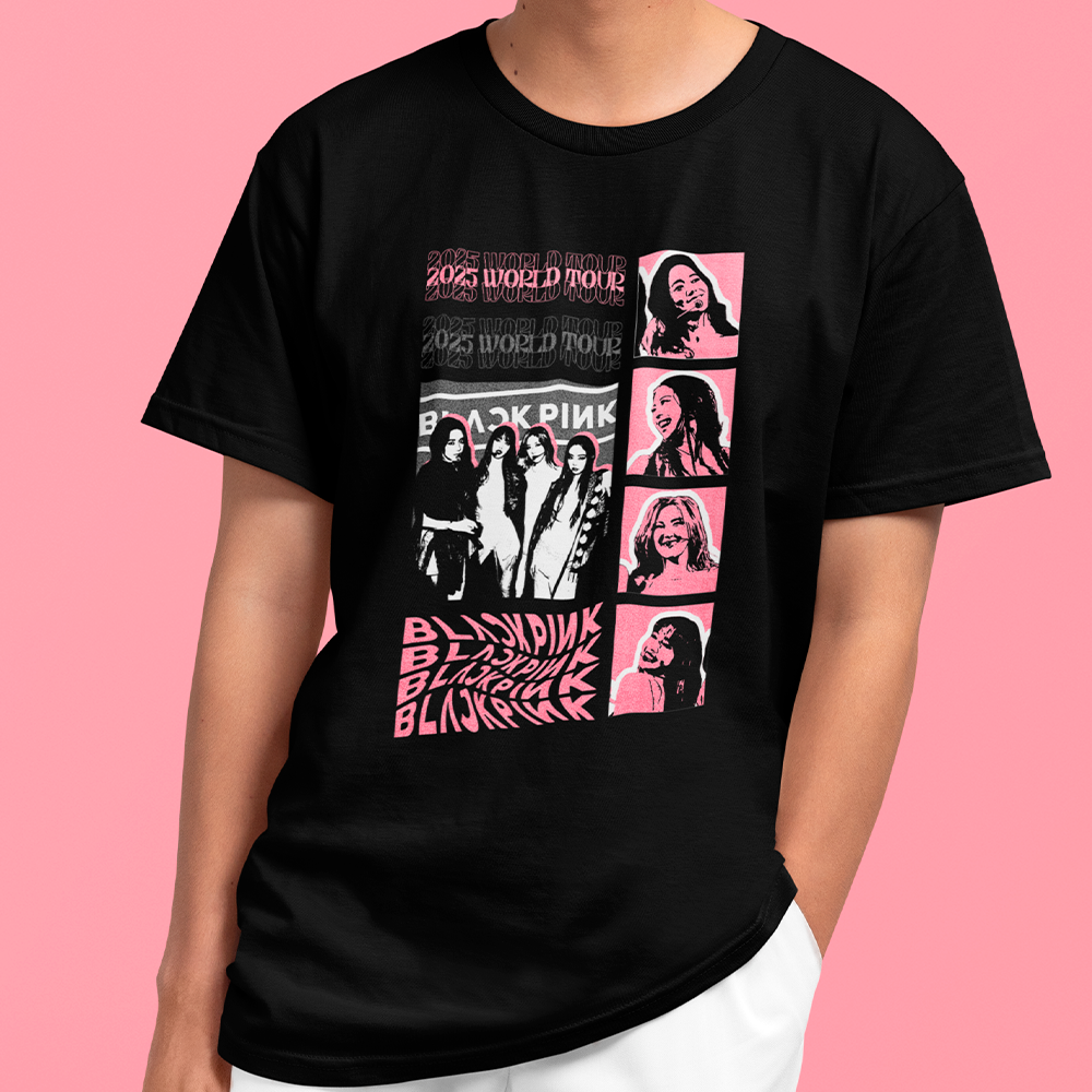 Camiseta Básica Blackpink Tour Collage