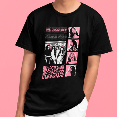 Camiseta Básica Blackpink Tour Collage