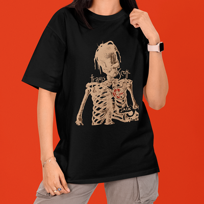 Camiseta Oversized Travis Scott Esqueleto Jack