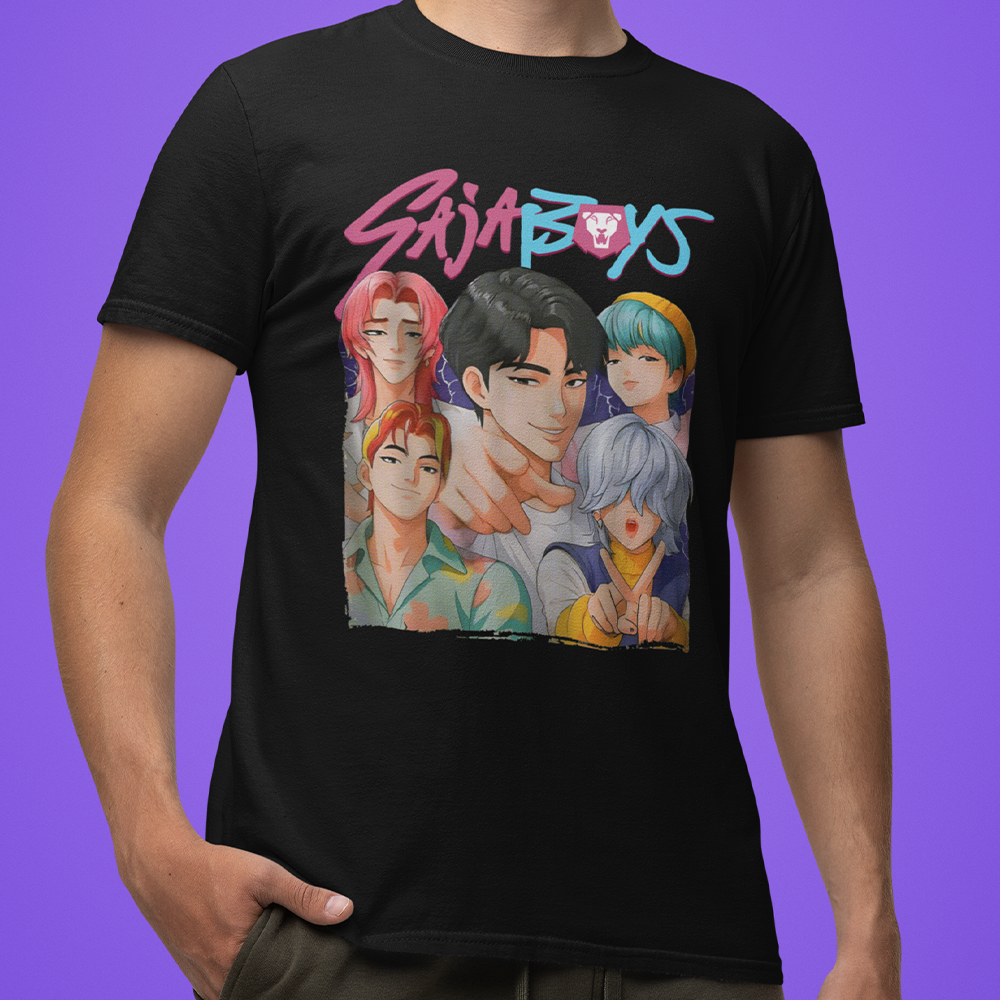 Camiseta Básica Kpop Demon Hunters Saja Boys Collage