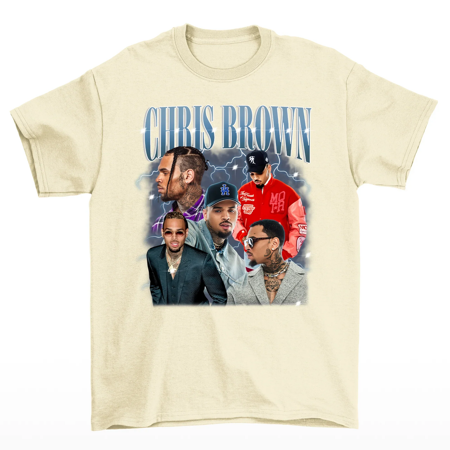 Camiseta Básica Chris Brown Graphic Design- pérola