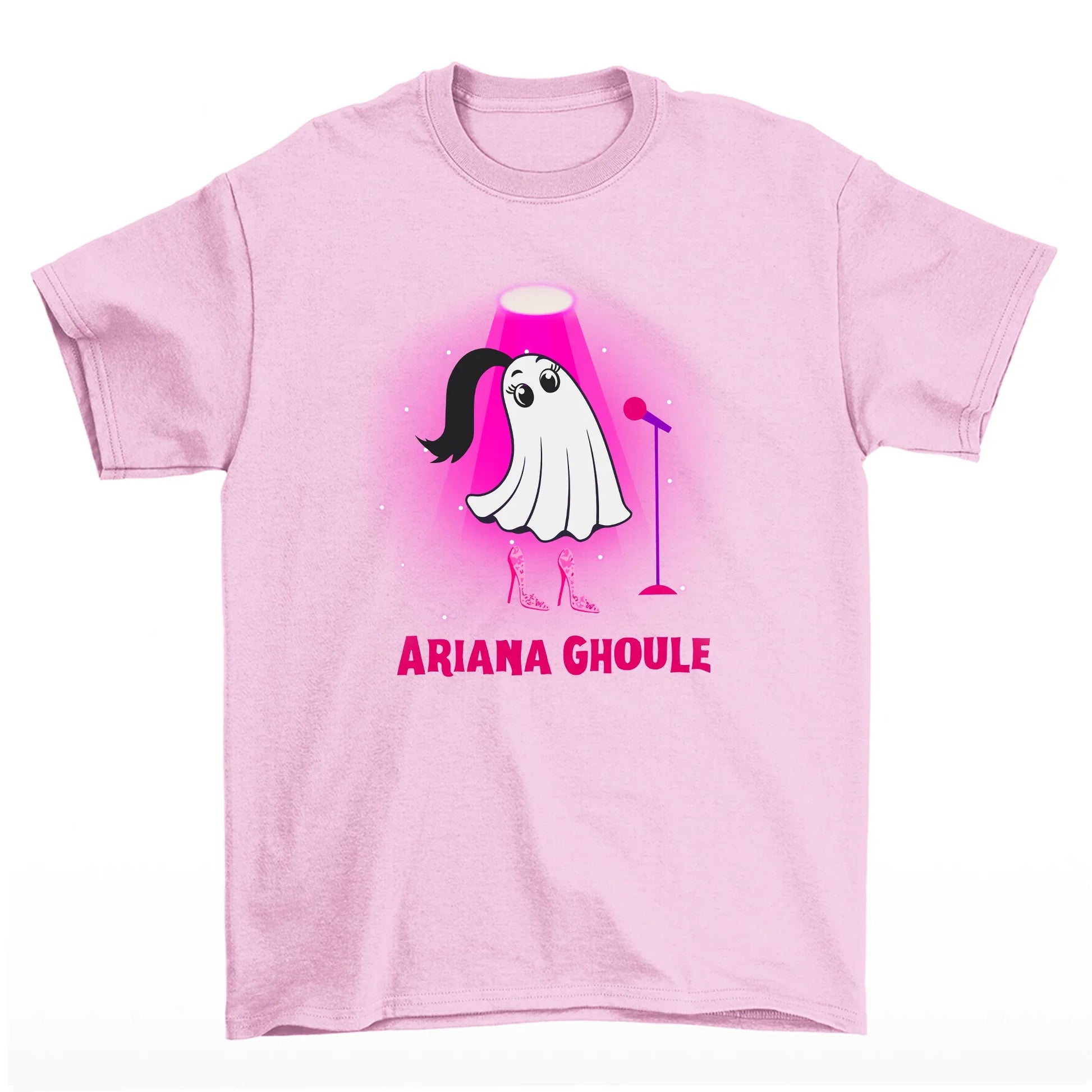 Camiseta Básica Halloween Ariana Grande Ghoule - Rosa Bebê