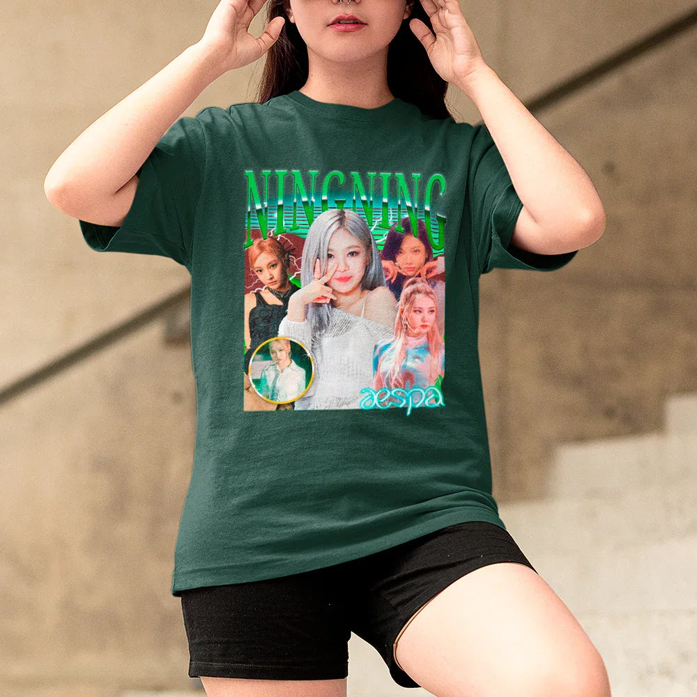 Camiseta Básica Aespa Ningning Retro