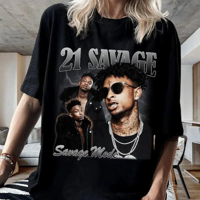 Camiseta Básica 21 Savage Mood-PRETO