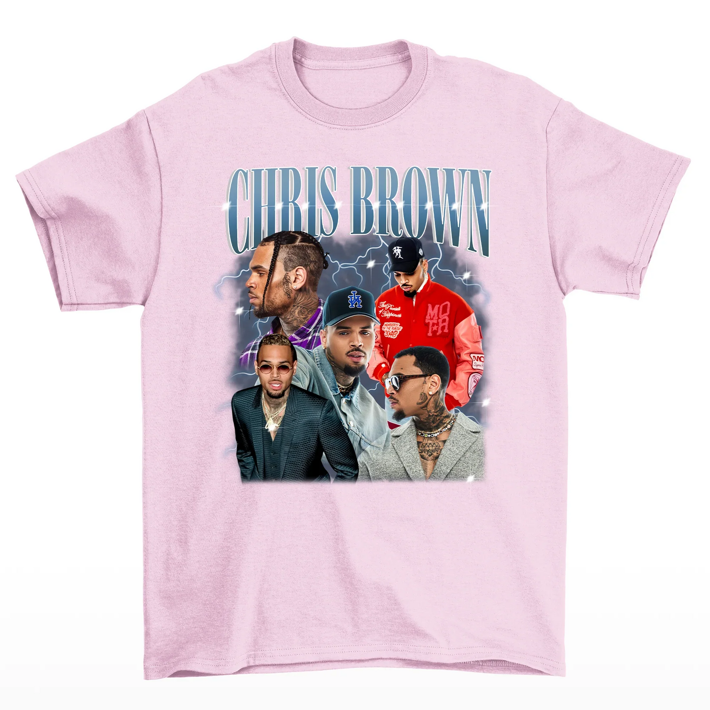 Camiseta Básica Chris Brown Graphic Design- rosa bebe