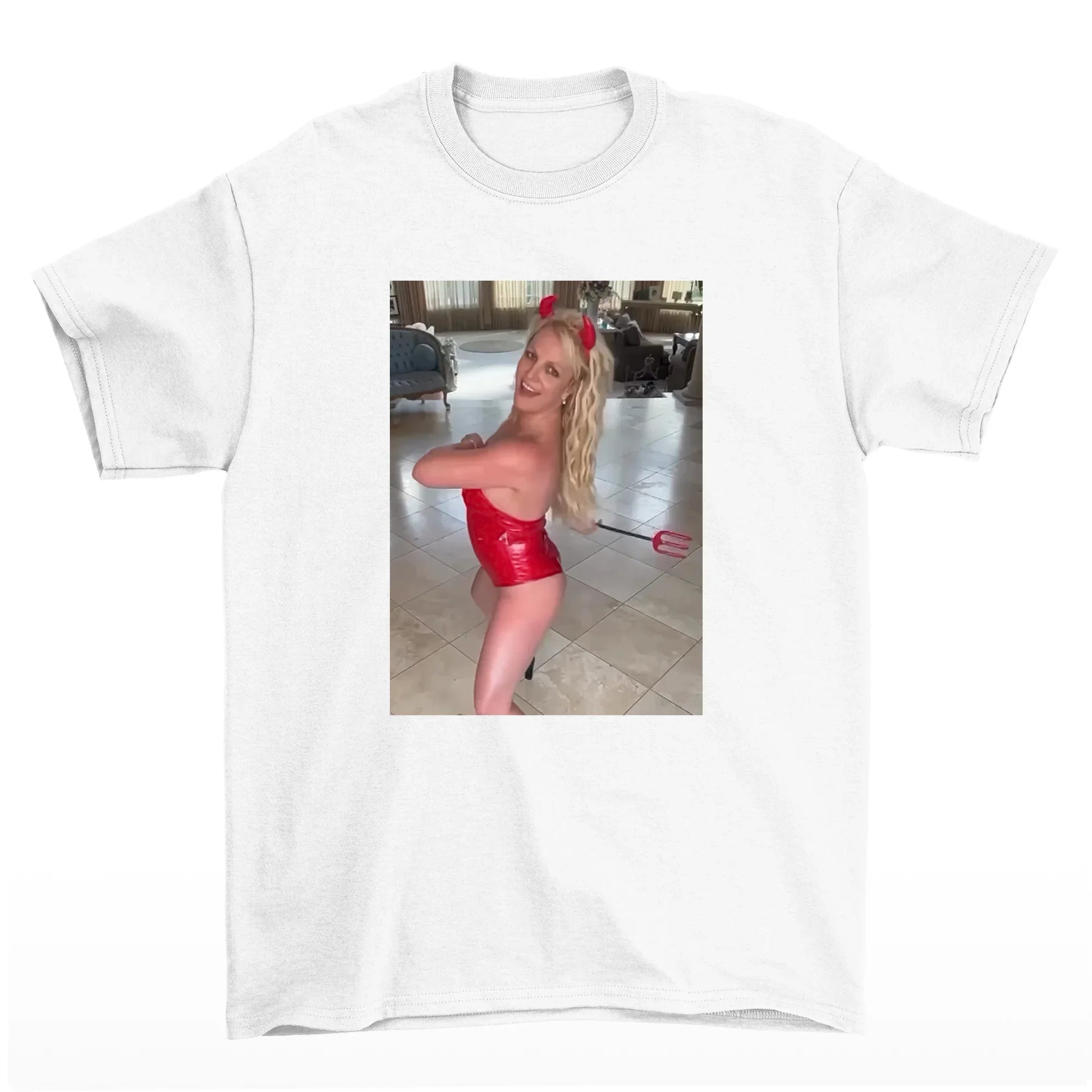 Camiseta Básica Britney Spears Devil Halloween - Branco