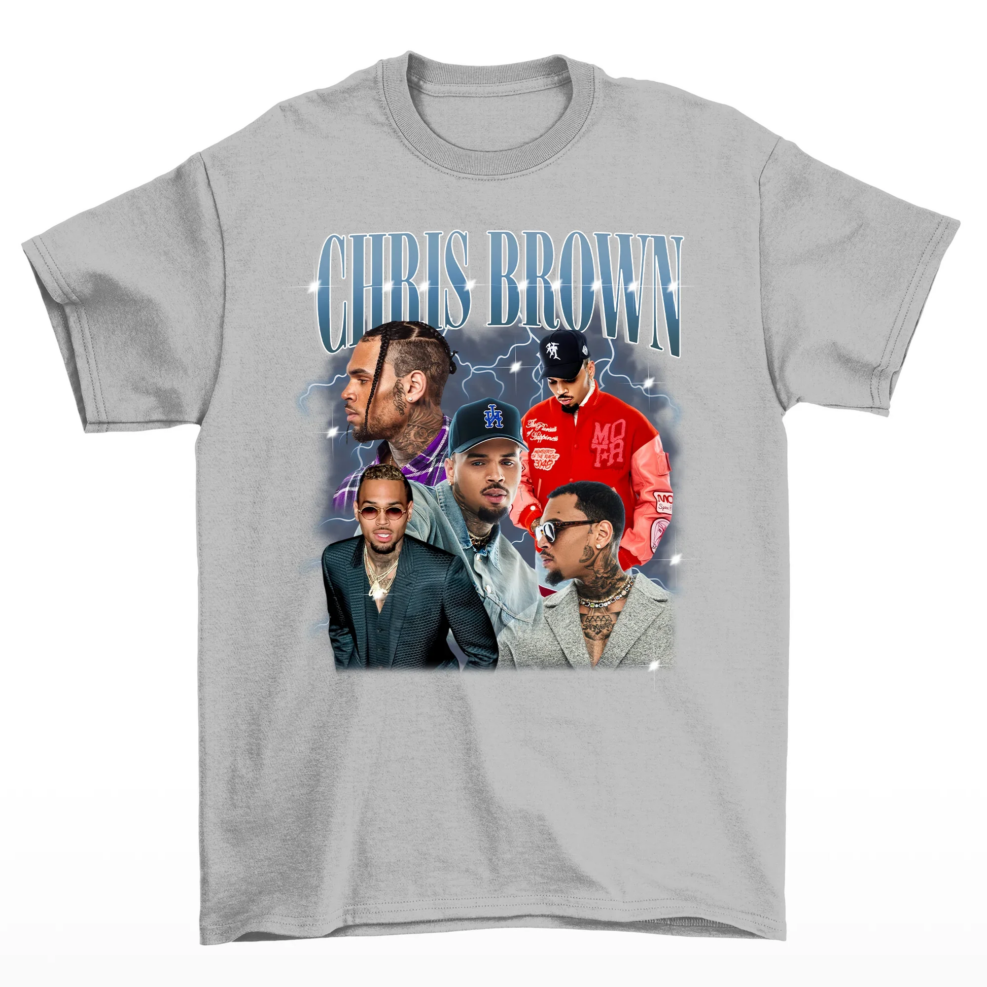 Camiseta Básica Chris Brown Graphic Design- cinza