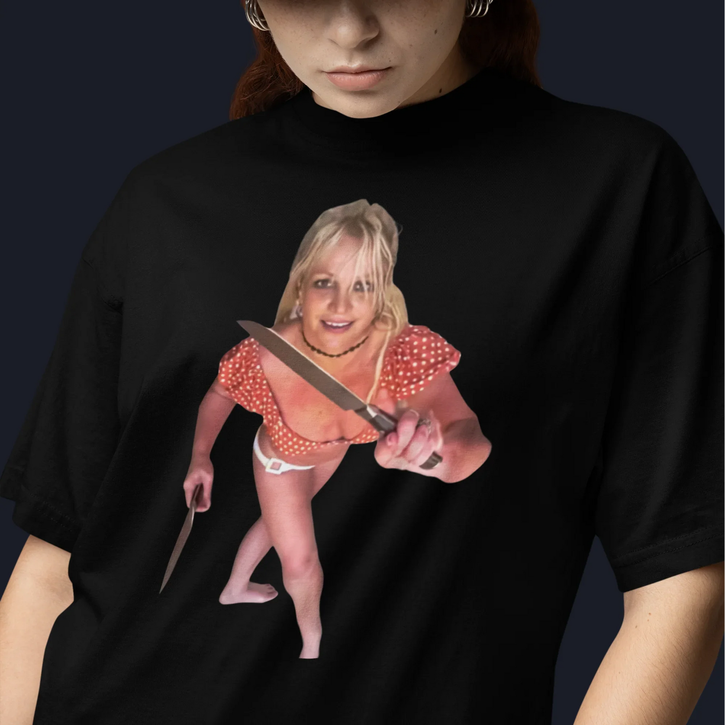 Camiseta Básica Britney Spears Halloween OMG - Preto