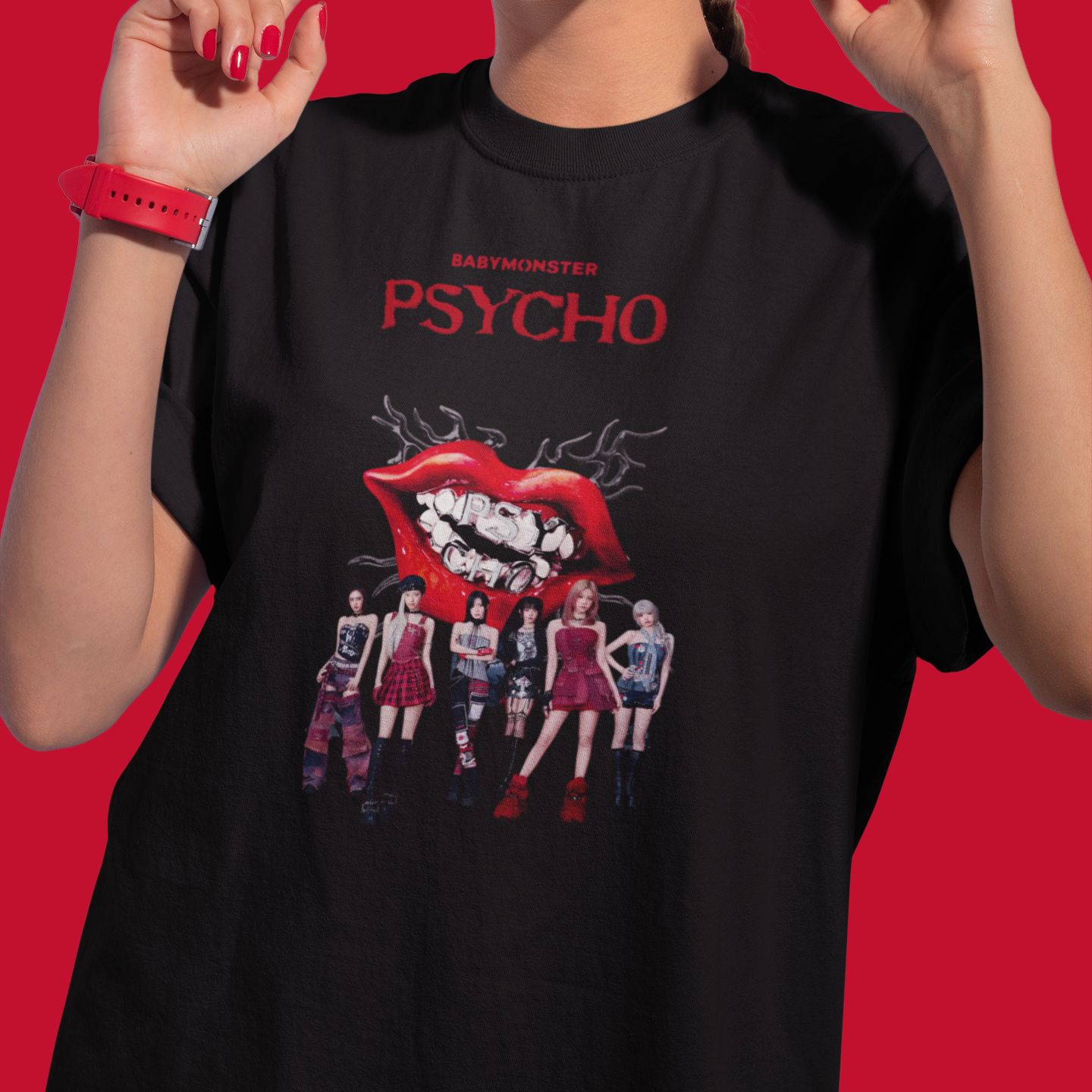 Camiseta Básica Babymonster Psycho Collab