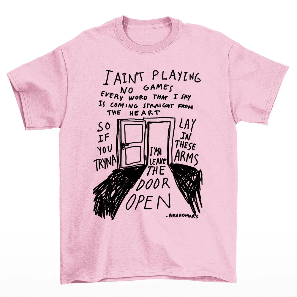 Camiseta Básica Bruno Mars Leave The Door Open