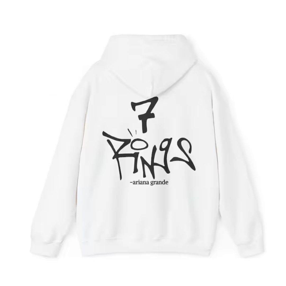 Moletom Canguru Ariana Grande 7 Rings - Branco