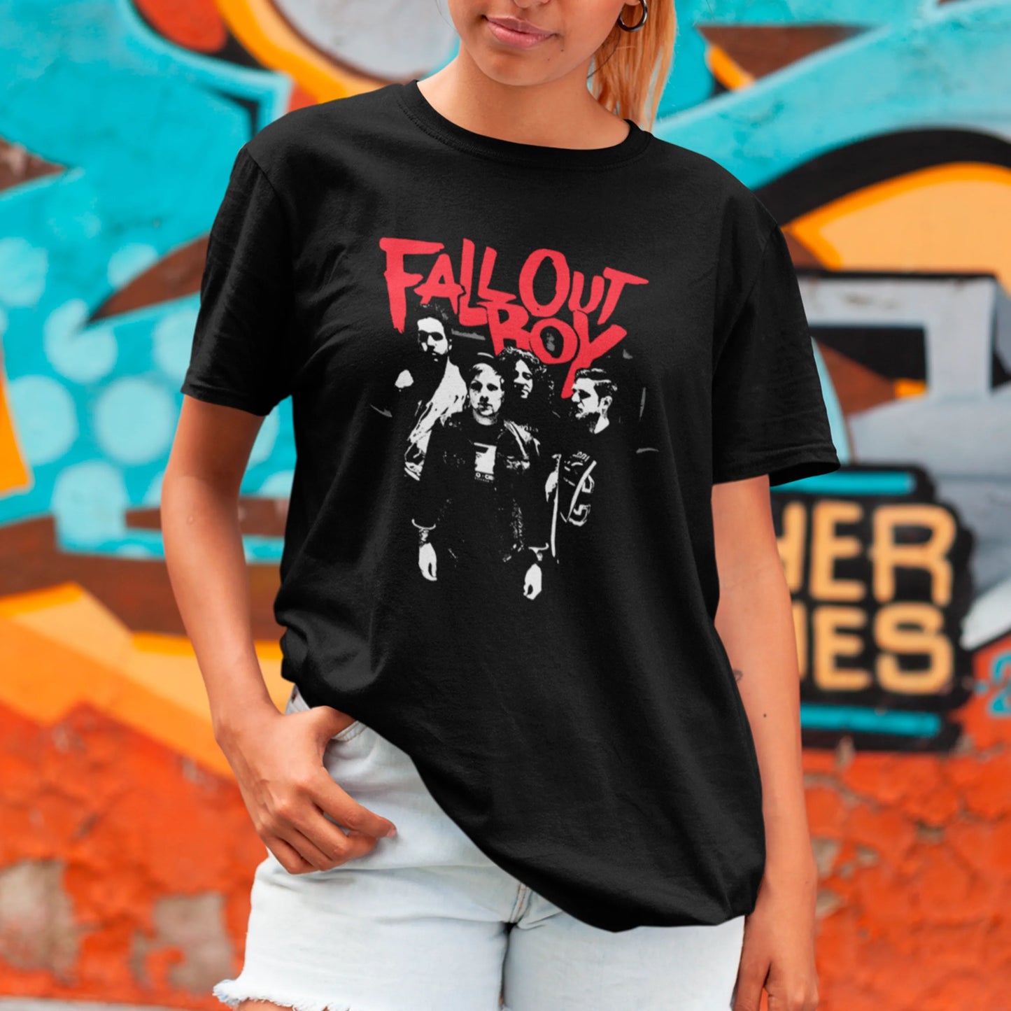 Camiseta Básica  Preto e Branco Fall Out Boy
