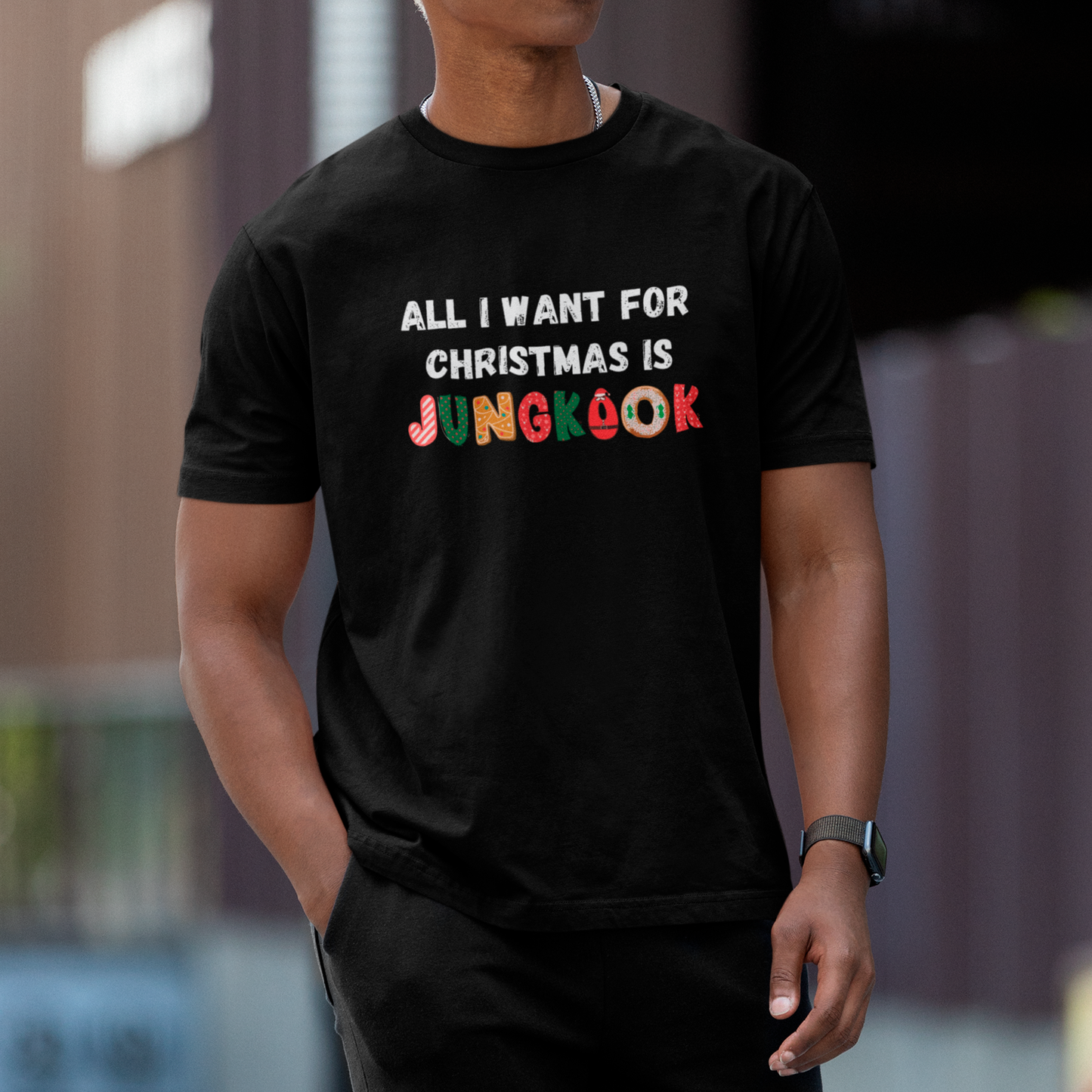 Camiseta Básica Christmas BTS All I Want For Christmas Is Jungkook