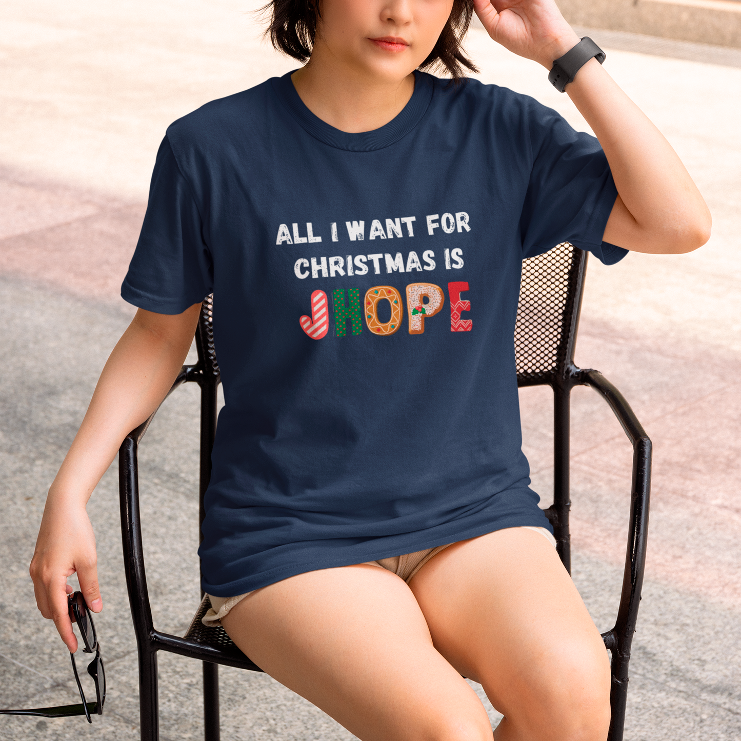 Camiseta Básica Christmas BTS All I Want For Christmas Is JHope