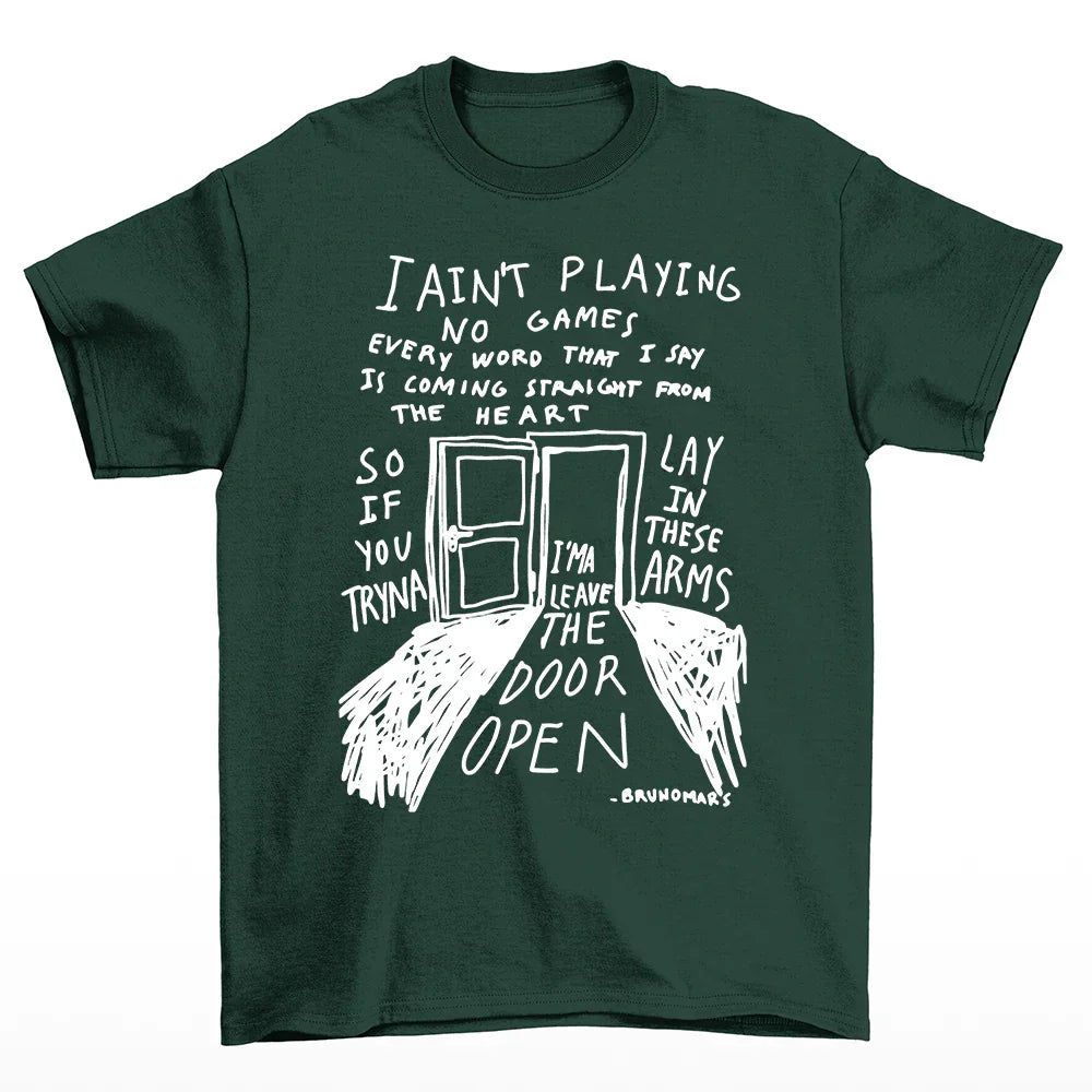 Camiseta Básica Bruno Mars Leave The Door Open