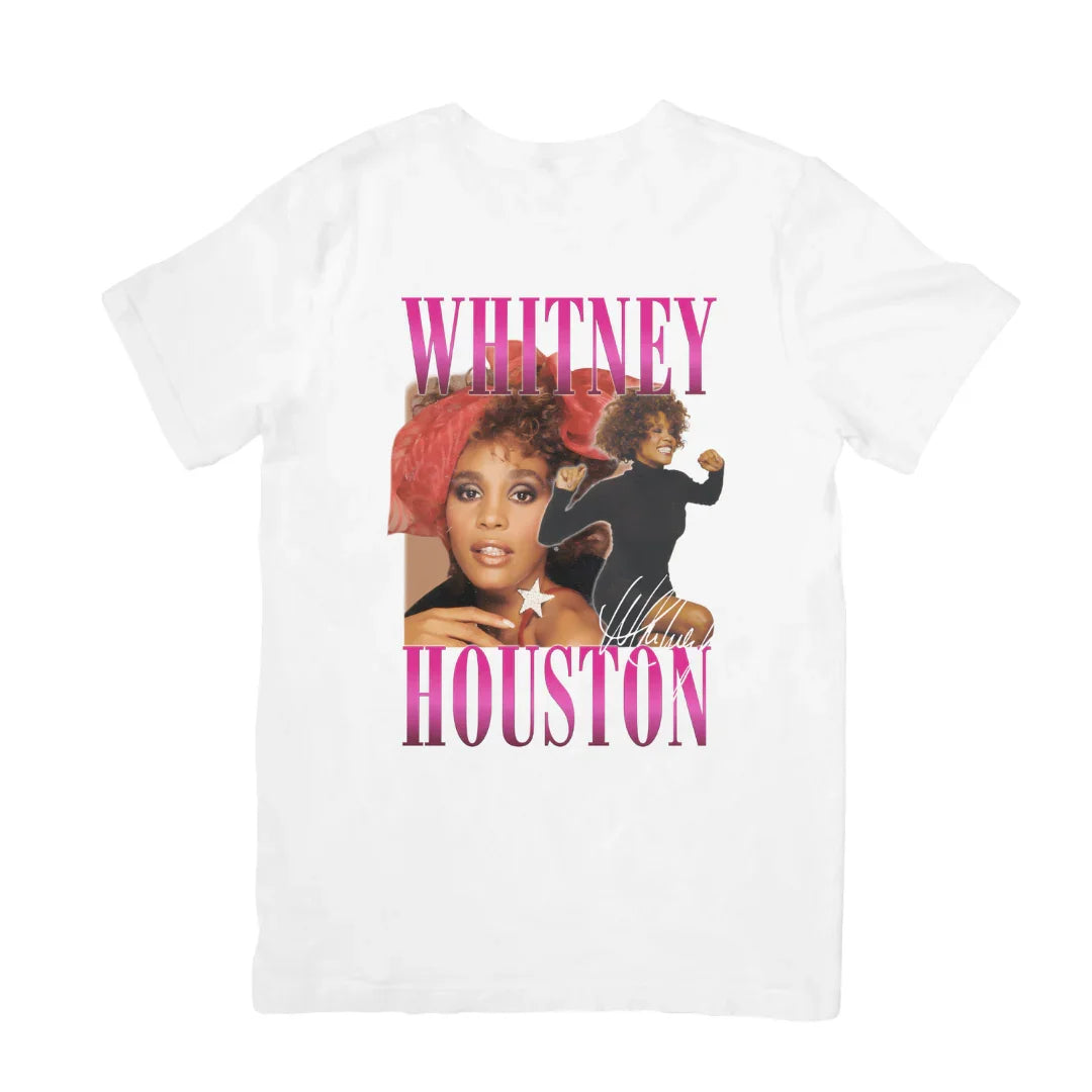 Camiseta Básica Whitney Houston 90's Vintage-BRANCO