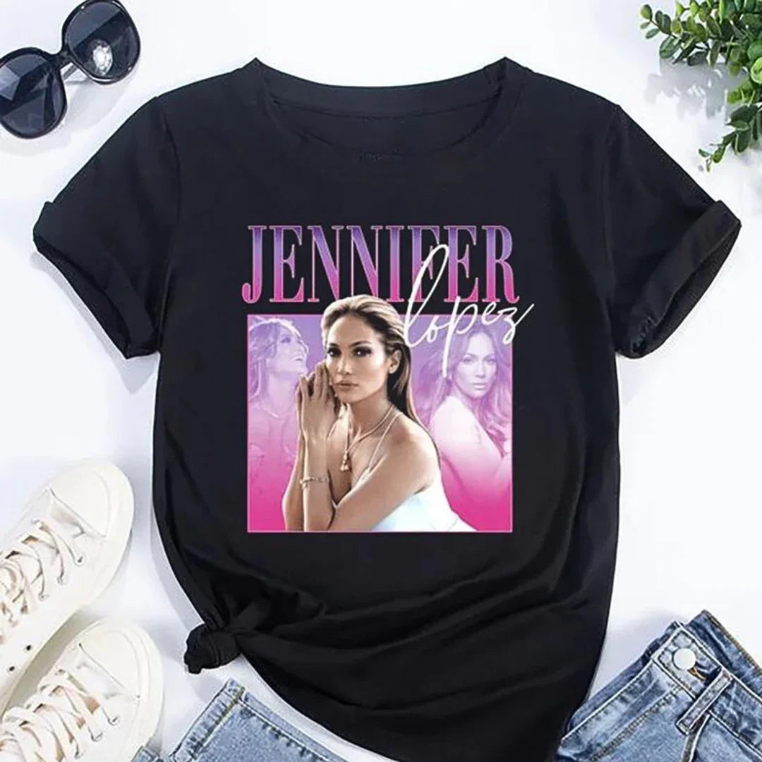 Camiseta Básica Jennifer Lopez 90's - Preto