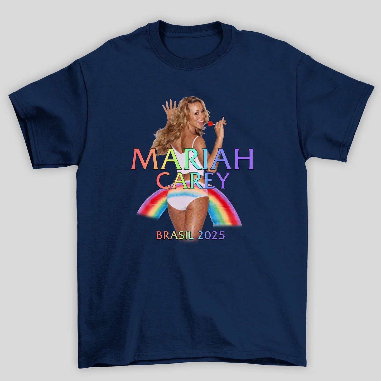 Camiseta Básica Unissex Mariah Carey Rainbow Brasil
