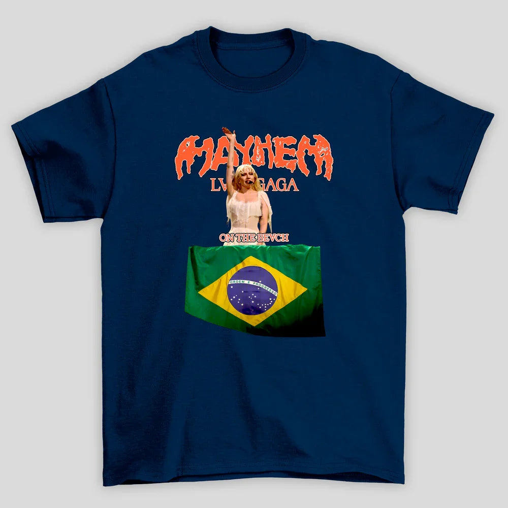 Camiseta Básica Lady Gaga Mayhem On The Beach Brasil