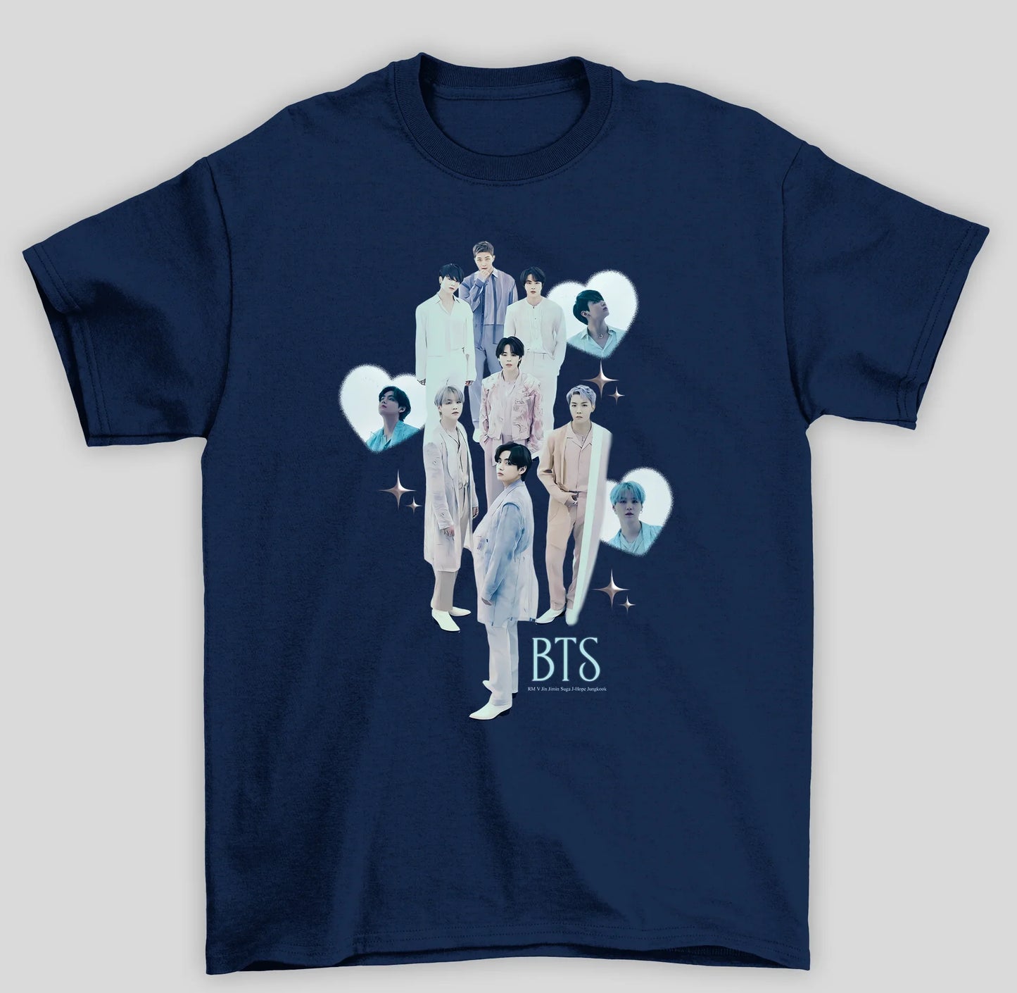 Camiseta Básica BTS BangTan Army Membros-AZUL MARINHO