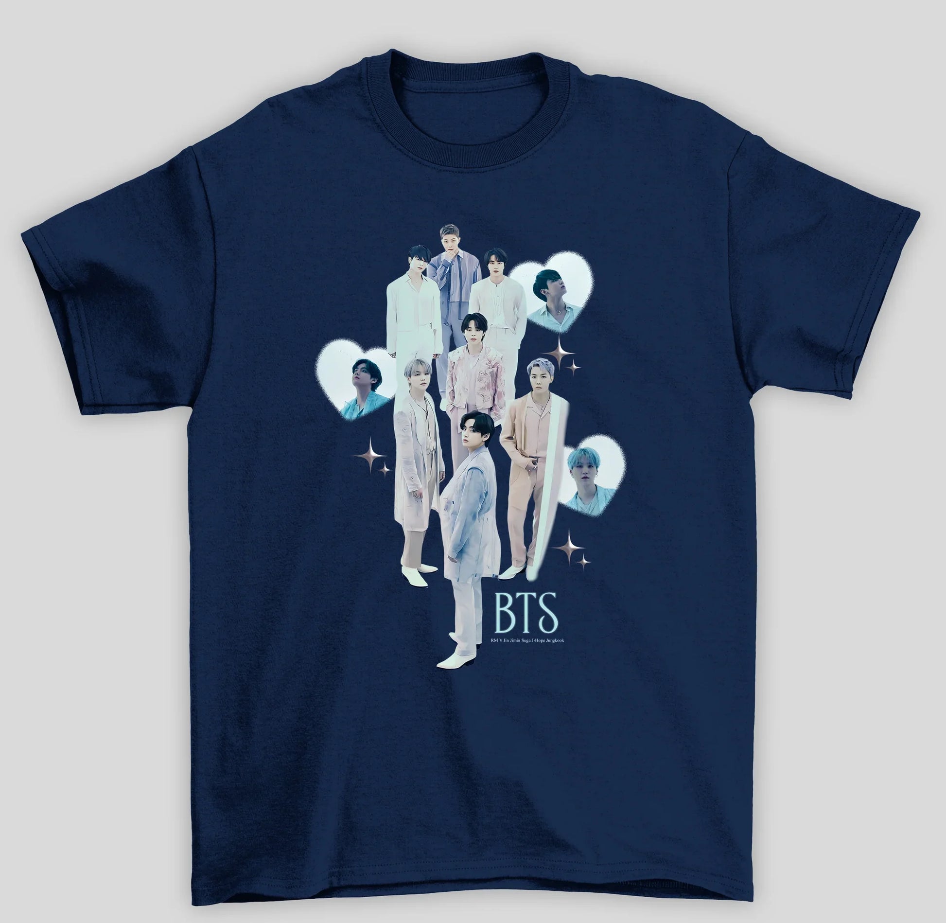 Camiseta Básica BTS BangTan Army Membros-AZUL MARINHO