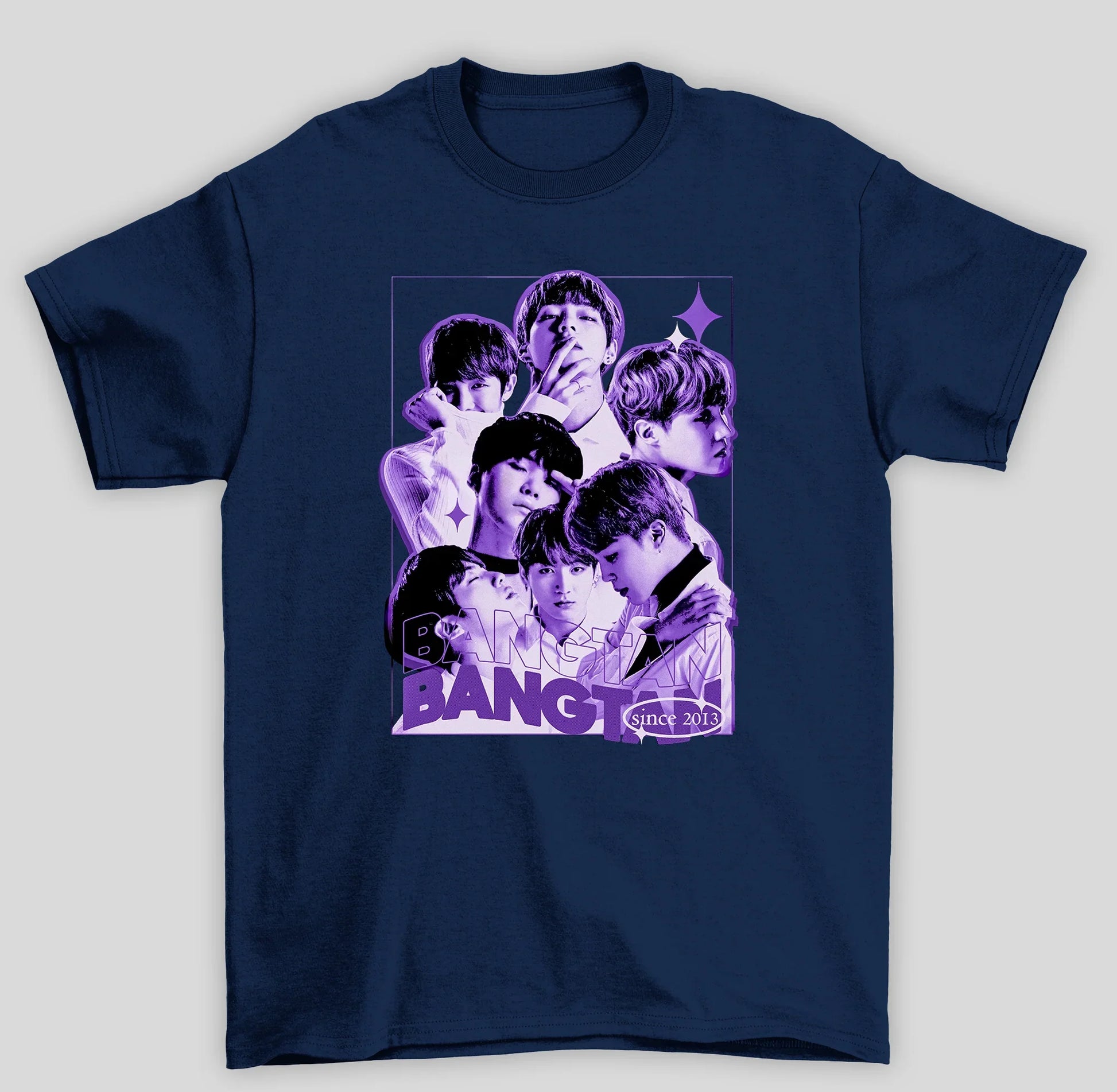 Camiseta Básica BTS Bangtan Since 2013- azul-marinho