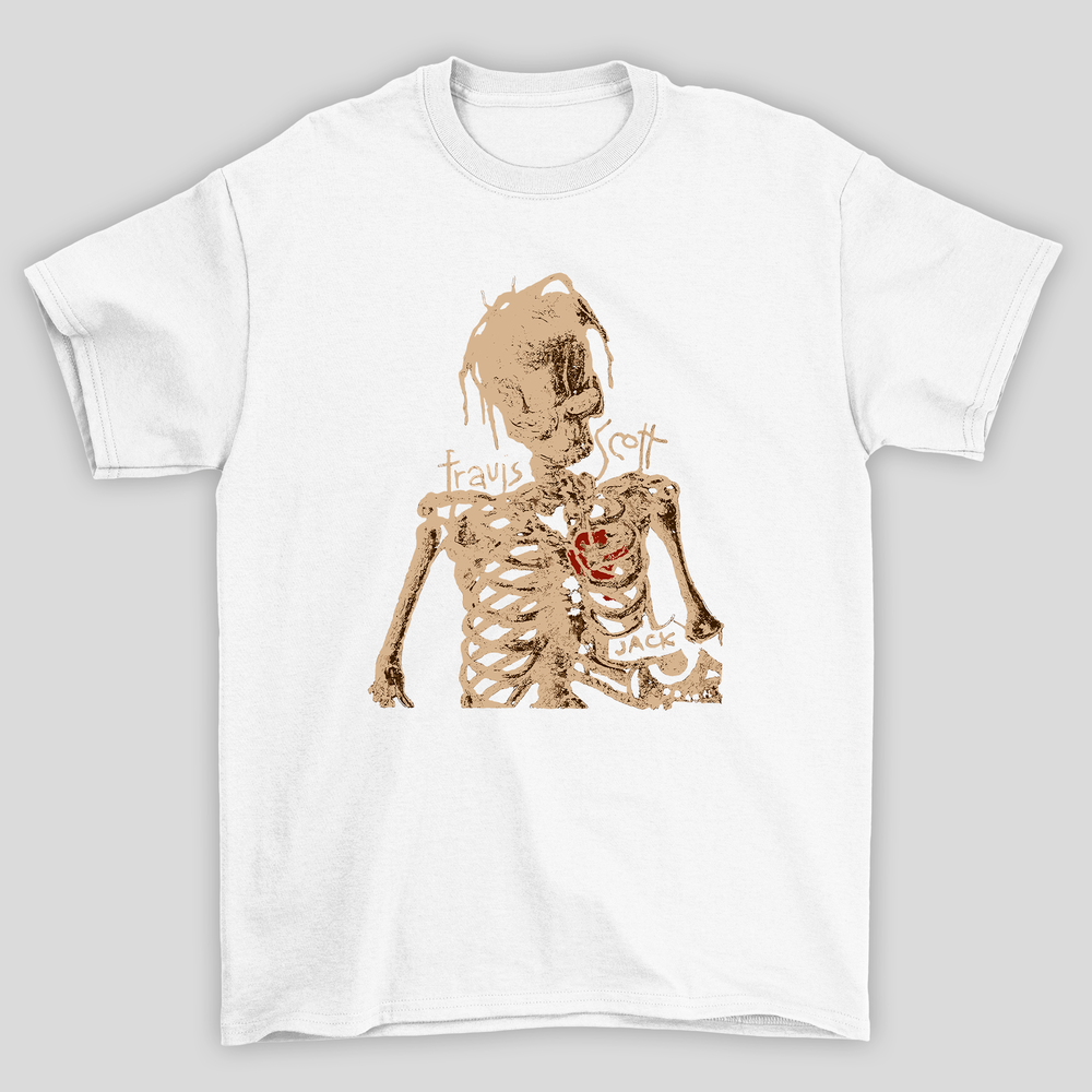 Camiseta Básica Travis Scott Esqueleto Jack