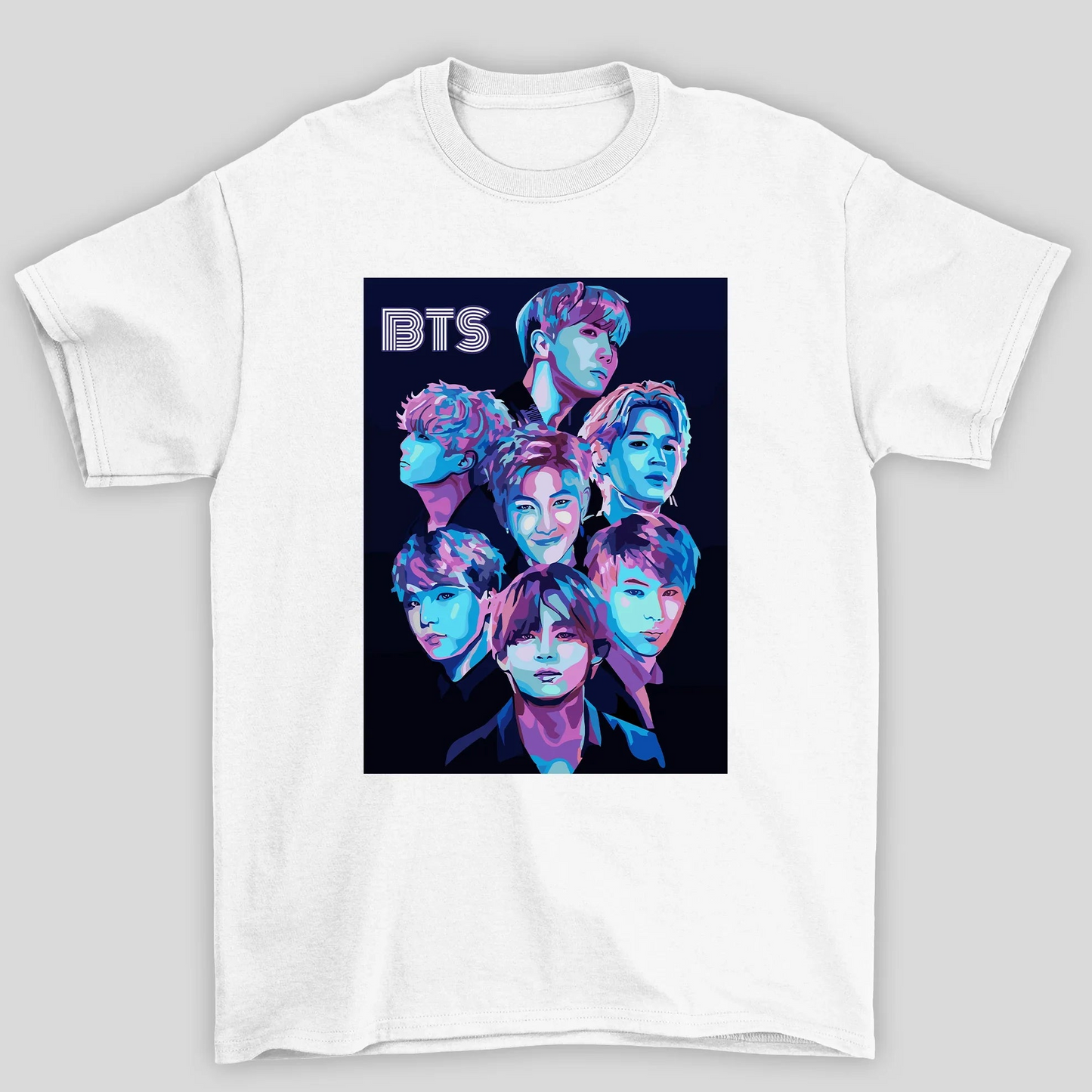 Camiseta Básica BTS Fotos- branco