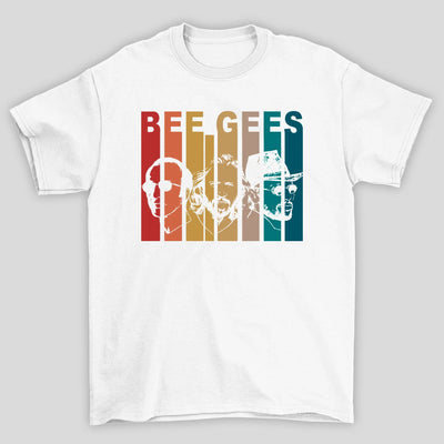 Camiseta Básica Bee Gees Silhueta Colorida