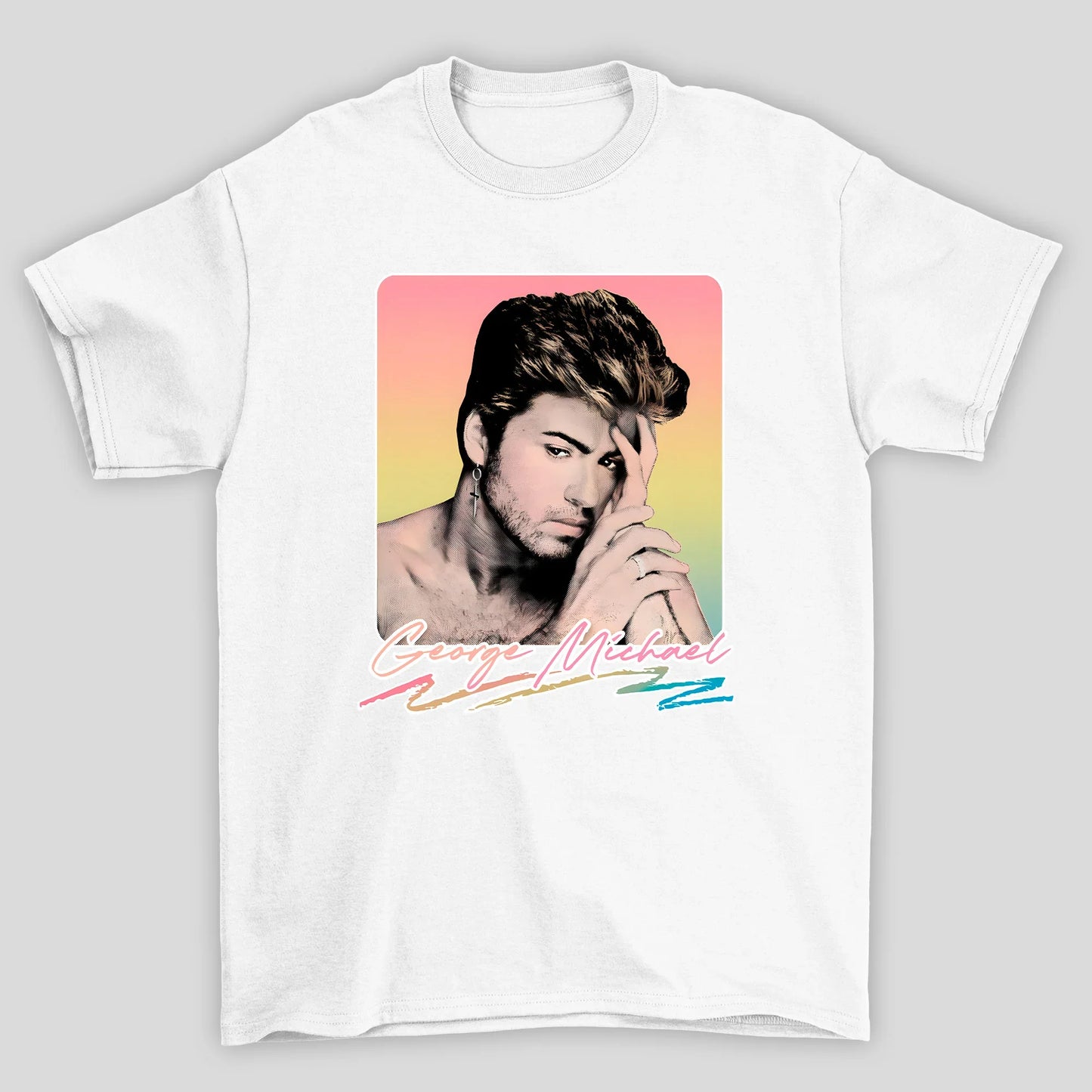 Camiseta Básica George Michael Foto Arco Iris