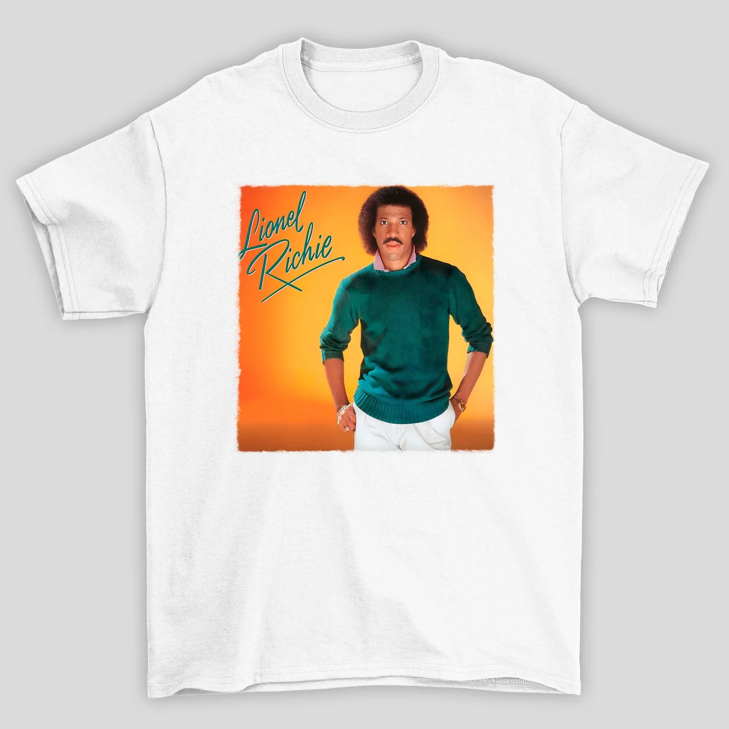 Camiseta Básica Lionel Richie Foto Capa Vinil Laranja