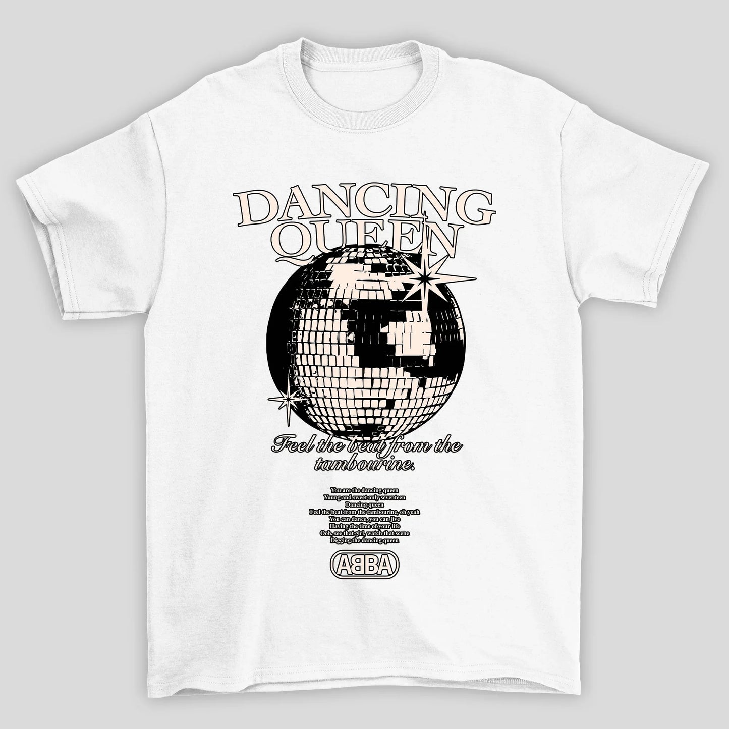 Camiseta Básica Dancing Queen Letra Abba