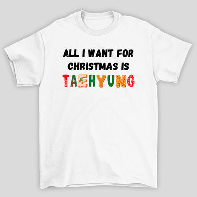 Camiseta Básica Christmas BTS All I Want For Christmas Is Taehyung